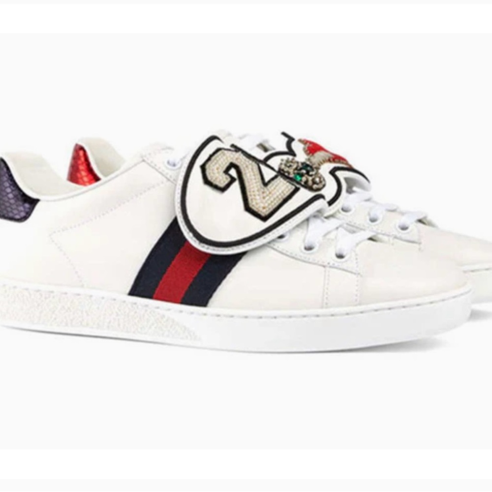 Authentic Gucci ACE Sneakers with Removable Patches, Size 37